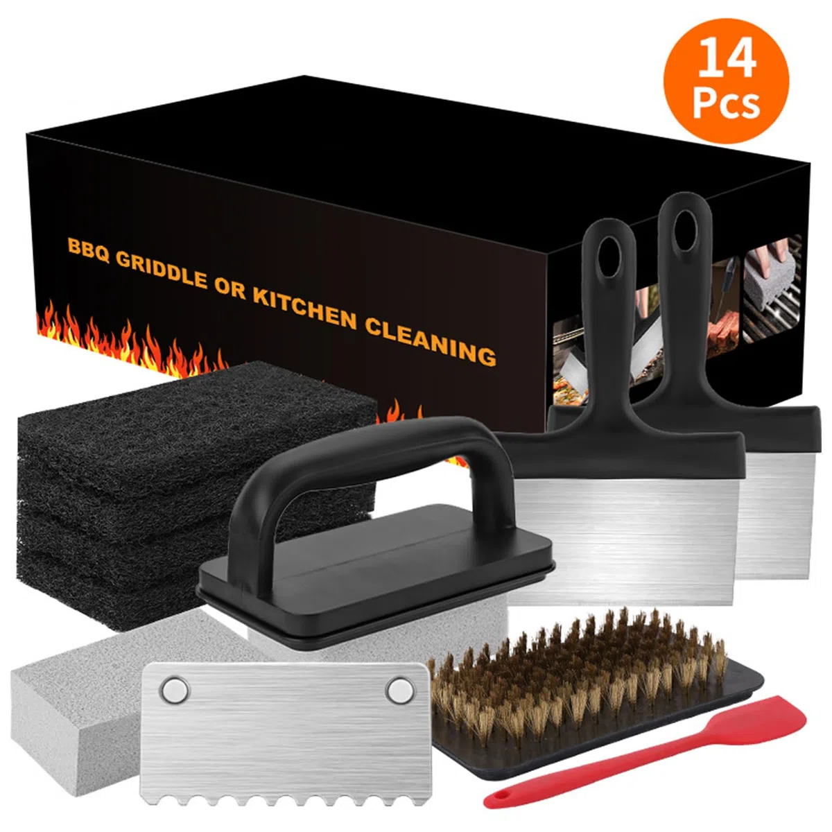 Grillplatten Reinigungszubehör - Grill Reinigungs-Pads Für Grillplatte & BBQ - Schweres Grillzubehör & Vielseitige Kochutensilien Für Camping, Picknick,