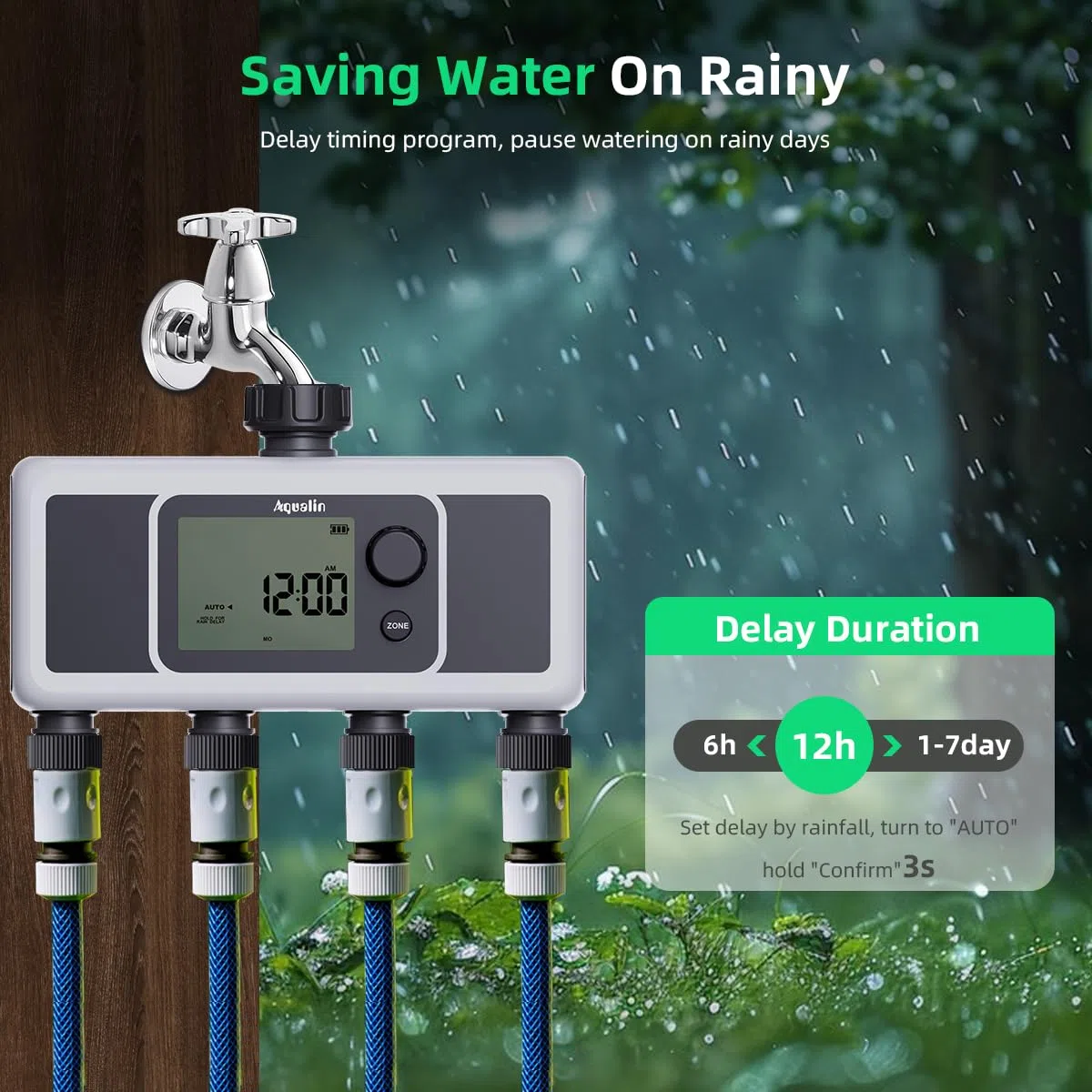 4-Auslass-Wasser-Timer, automatischer Bewässerungsschlauch-Sprinkler-Timer, 4-Zonen-programmierbare Gartenbewässerungssystem-Controller