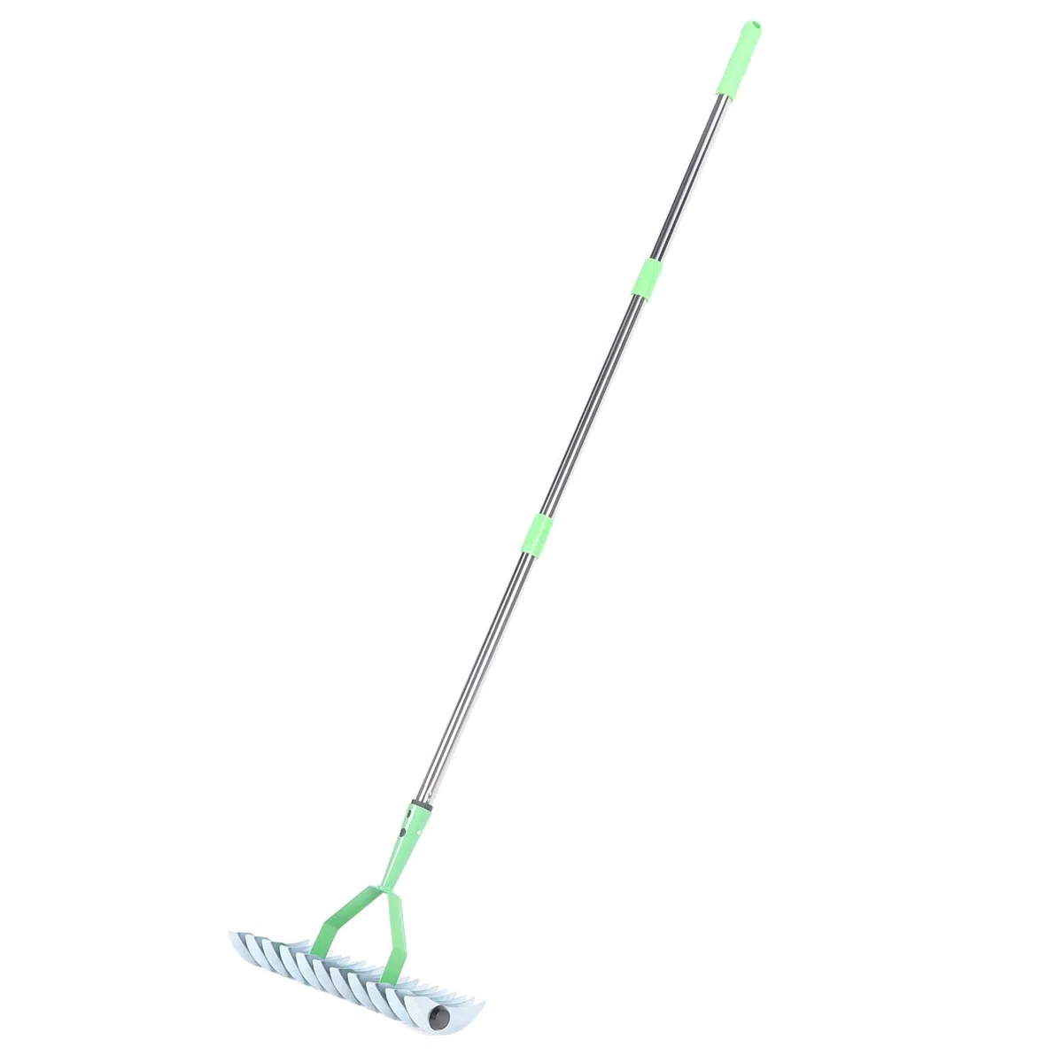 Vertikutierrechen, 134 cm, 3-teilig, Edelstahl, zum Entfernen von abgestorbenem Gras und zur Reinigung von Gartenerde