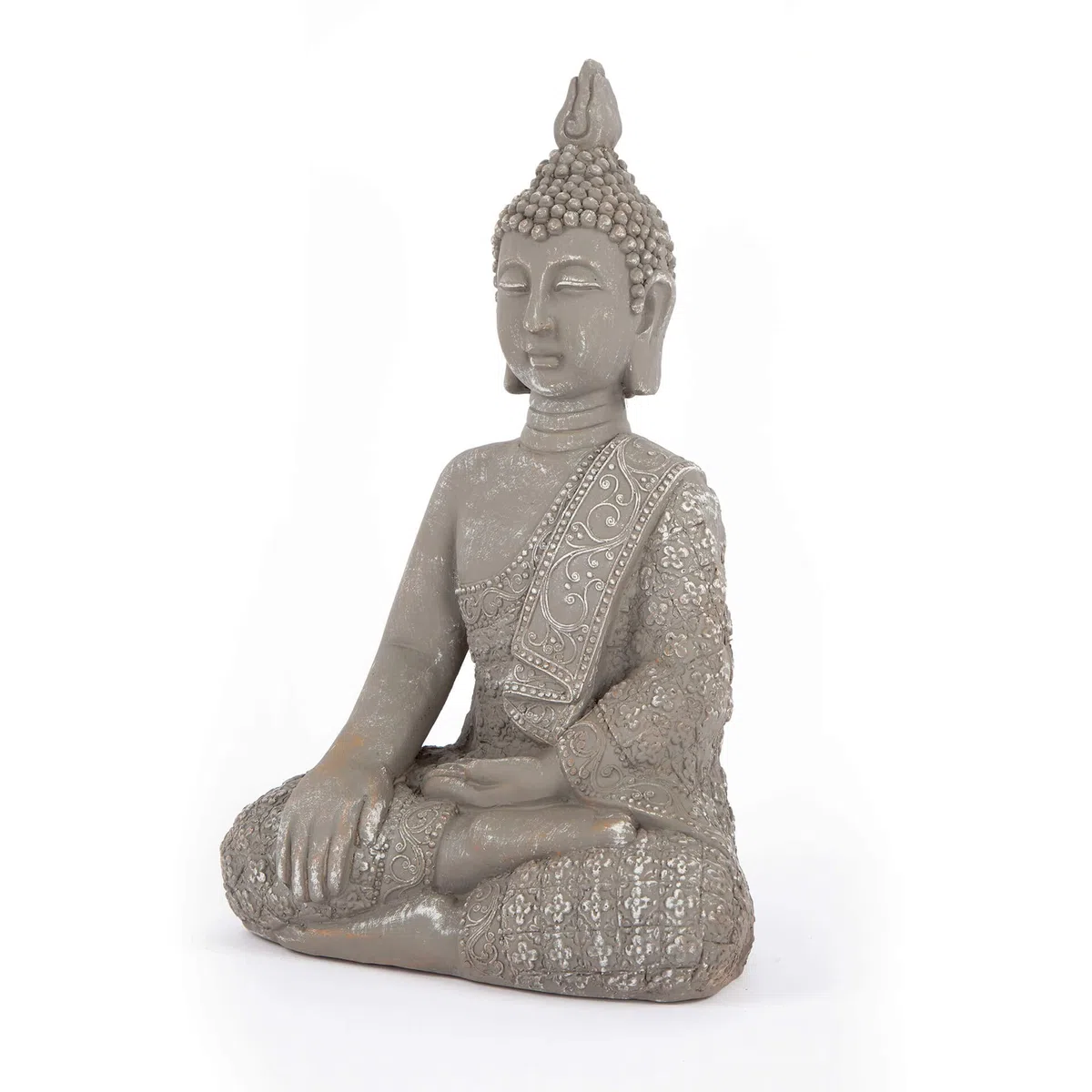 K&L Wall Art Große Buddhastatue Beton Grau Kunststein Buddha Feng Shui Deko Figur Garten Statue (45 cm Höhe, grau)