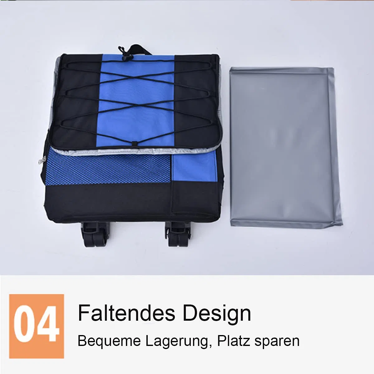 43L Kühltasche Gross Picknicktasche Faltbar Lunchtasche Mittagessen Tasche Thermotasche Isoliertasche mit Spurstangen und Rollen,für Campingtasche Picknick Outdoor Reisen Einkauf Auto (Blau)