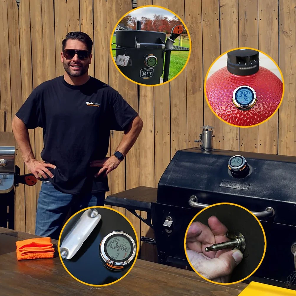 ProTemp S1 Intelligentes Patentiertes WLAN Bluetooth Thermometer für Weber Big Green Egg Grills Grills Räucherofen Zubehör Ersatz (BGE Version , passend für Big Green Egg)
