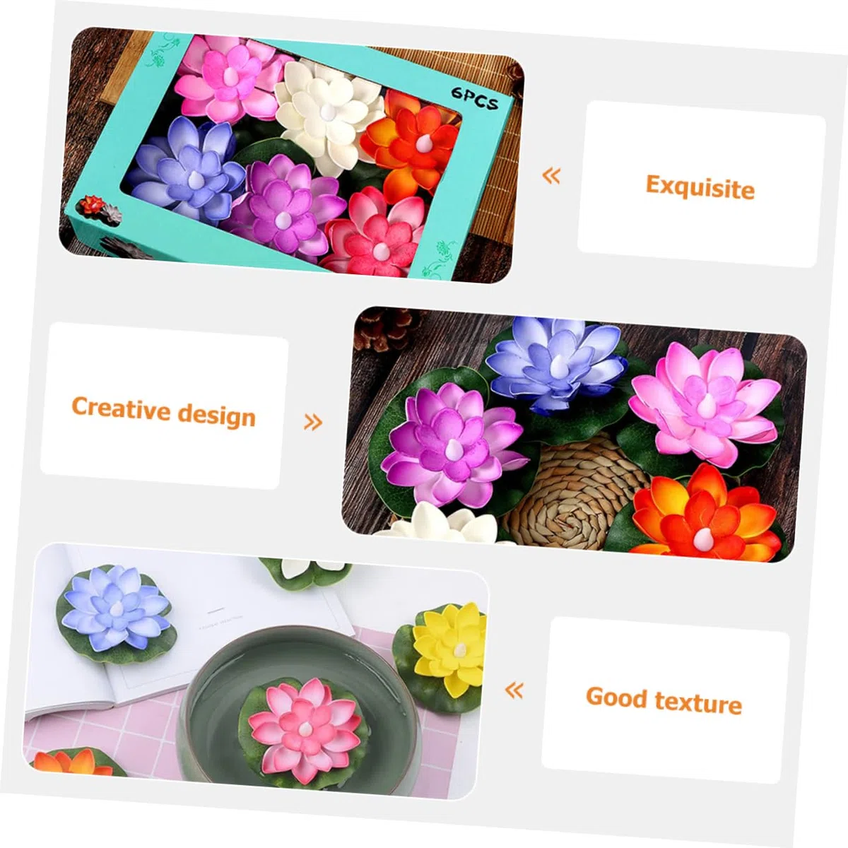 7 Sätze Lotus Schwimmende Wasserlampe Solar Wasserbrunnen Teichbelüfter Pool Skimmer Netz Brunnen Teiche Solar Teichbrunnen Wasserbrunnen Outdoor Solar Aquarium 6 Stück * 7