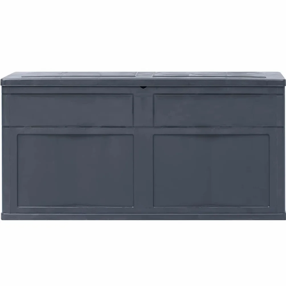 Garten-Aufbewahrungsbox 320 L Schwarz, Stauraum für Kissen Decken Werkzeuge, Robuste Kunststoff Truhe mit Holz-Optik für Innen und Außen, Vielseitige Aufbewahrungslösung,
