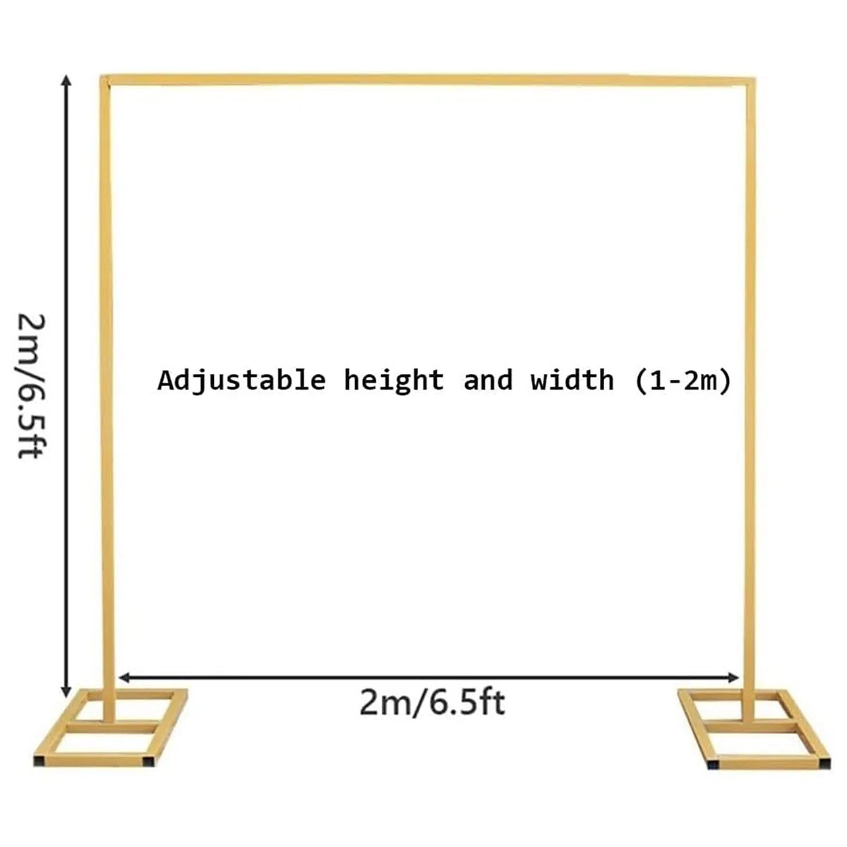 Gartenbogen aus Metall, für Hochzeiten und Veranstaltungen, verstellbar, 2 m/3 m, quadratisch, mit Bodenstütze, ideal für Partys und Feiern im Freien