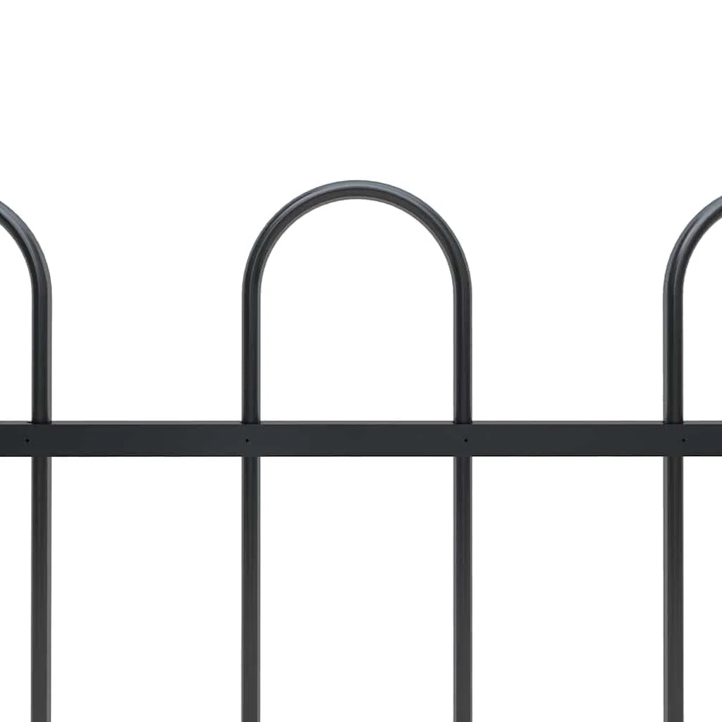 Gartenzaun aus pulverbeschichtetem Stahl mit 2 Zaunelementen und 3 Pfosten, 3,4 Meter lang, modernes Bügel-Design, robuste Absperrung für Garten, Vorgarten, Terrasse und Grundstück