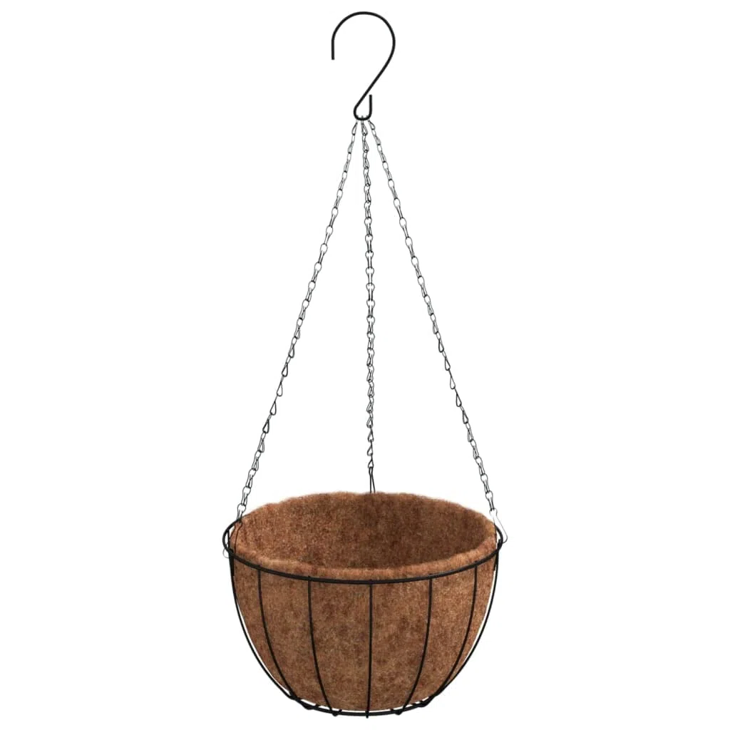 Blumenampeln mit Halterungen und Pflanzeinlagen 4 STK, Schwarz Stahl, robuste Wandhalterung für Blumentöpfe, Laternen und Gartendekoration, praktische Hängeampel