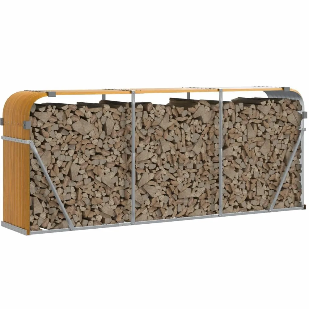 Kaminholzunterstand Holzoptik 234x45x100 cm Verzinkter Stahl Brennholz Lagerung Feuerholz Scheitholz für Kamin Ofen Terrasse Garten Haus Innenbereich Wohnzimmer