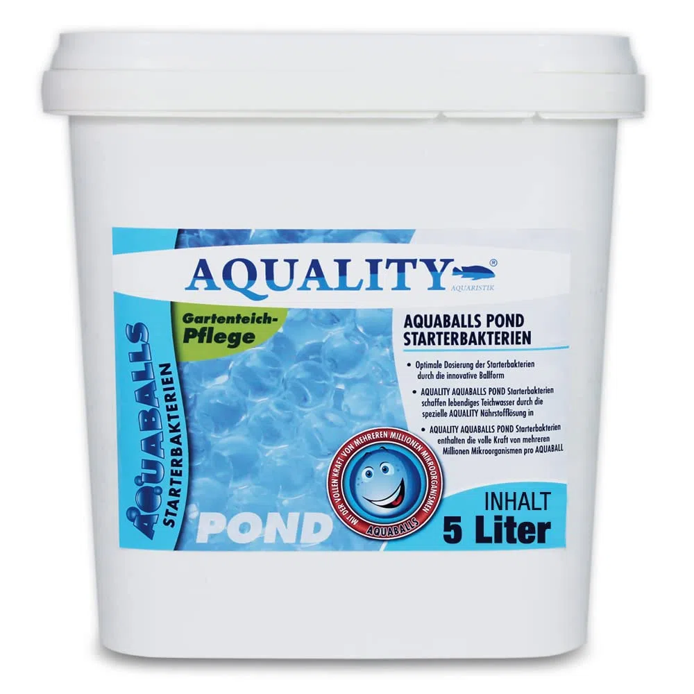 AQUALITY Gartenteich AQUABALLS Pond Starterbakterien (Optimale Dosierung - Millionen effektive Mikroorganismen und nützliche Starterbakterien), Inhalt:5 Liter
