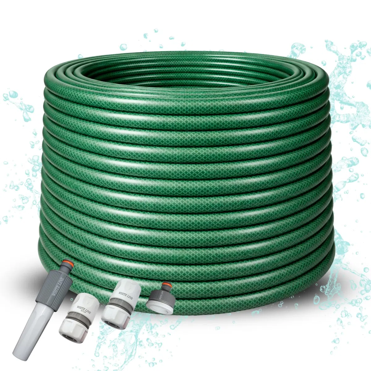 Premium Gartenschlauch 1/2 Zoll 20m 30m 50m – flexibler Wasserschlauch, knickfest & langlebig – UV-beständig – ideal für Gartenbewässerung (Grün, 1/2 Zoll 100M + Anschlüsse-set)