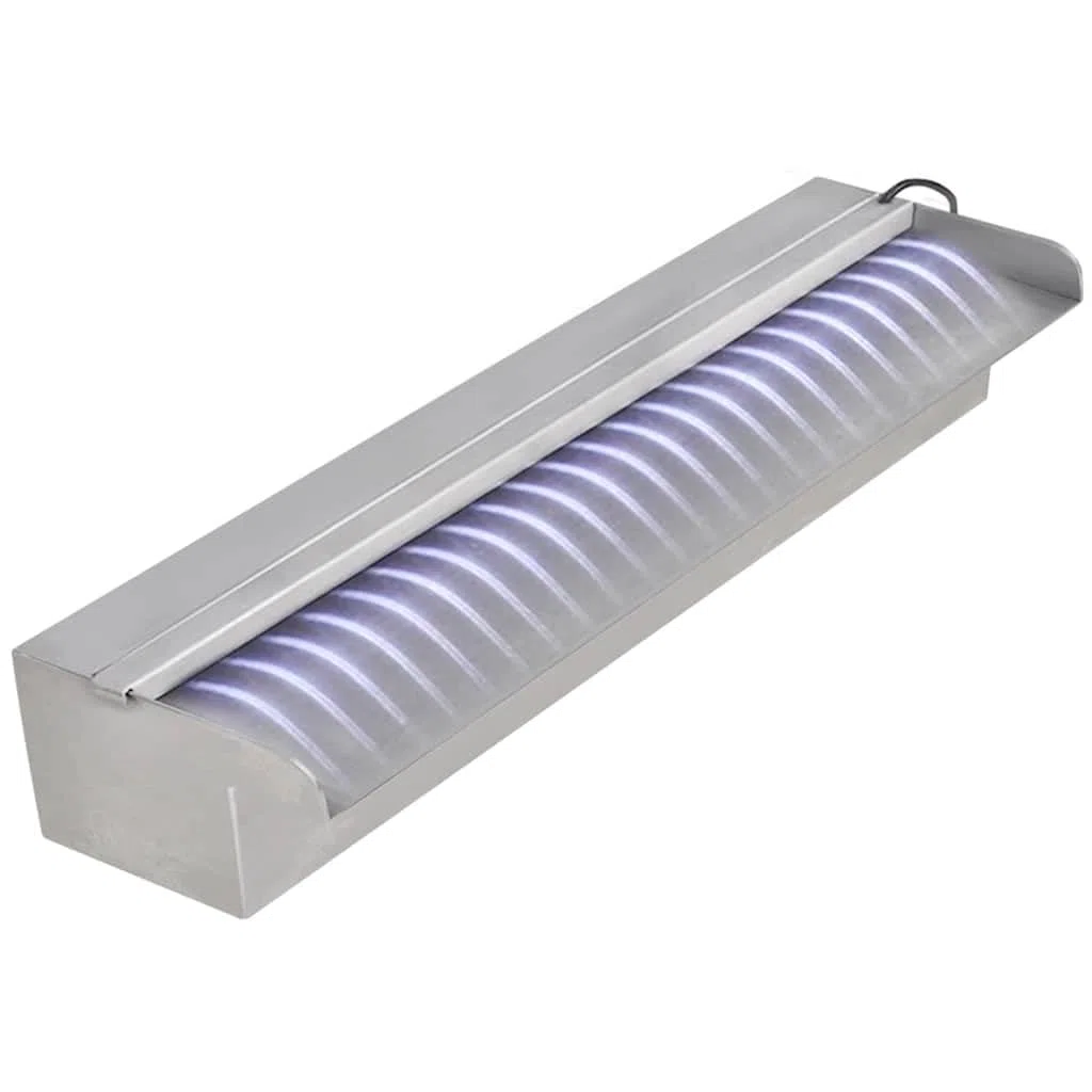 Edelstahl Pool Fontäne mit LED Beleuchtung 45 cm Rechteckig für Teich und Pool Wasserspiel