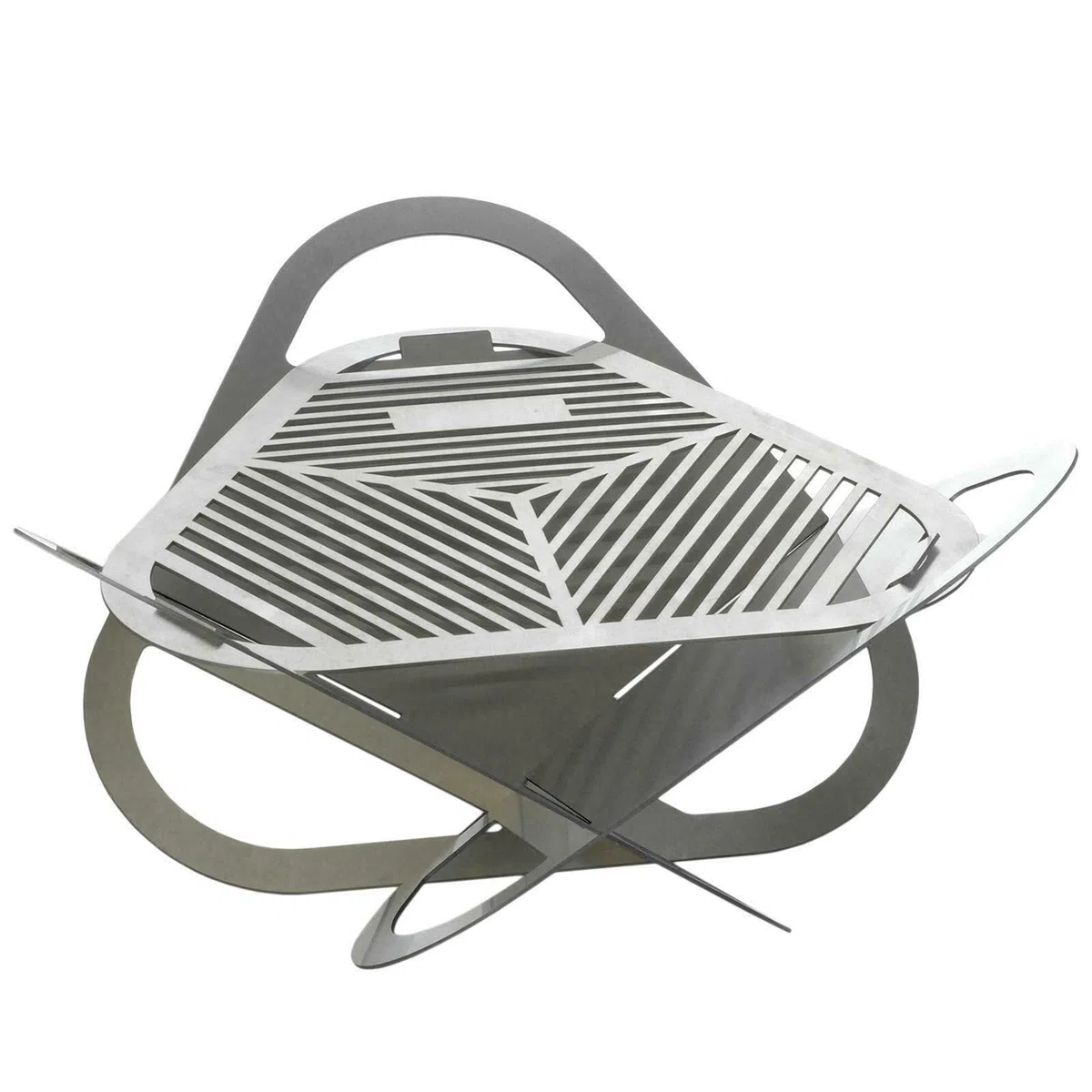 Feuerstelle 56 x 56 cm aus Edelstahl Mobile Feuerschale BBQ Lagerfeuer klappbar Gartenfeuer Feuerkorb Feuertonne für Terrasse und Garten Grill