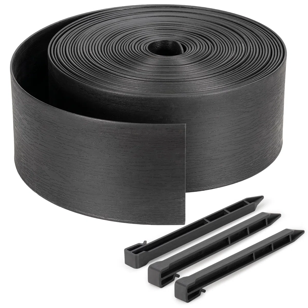 Velway Flexible Rasenkante Kunststoff, Länge 20m Höhe 13cm, mit 40 Erdanker, Schwarz – Beeteinfassung, Beetbegrenzung, Rasenbegrenzung für Garten & Wege