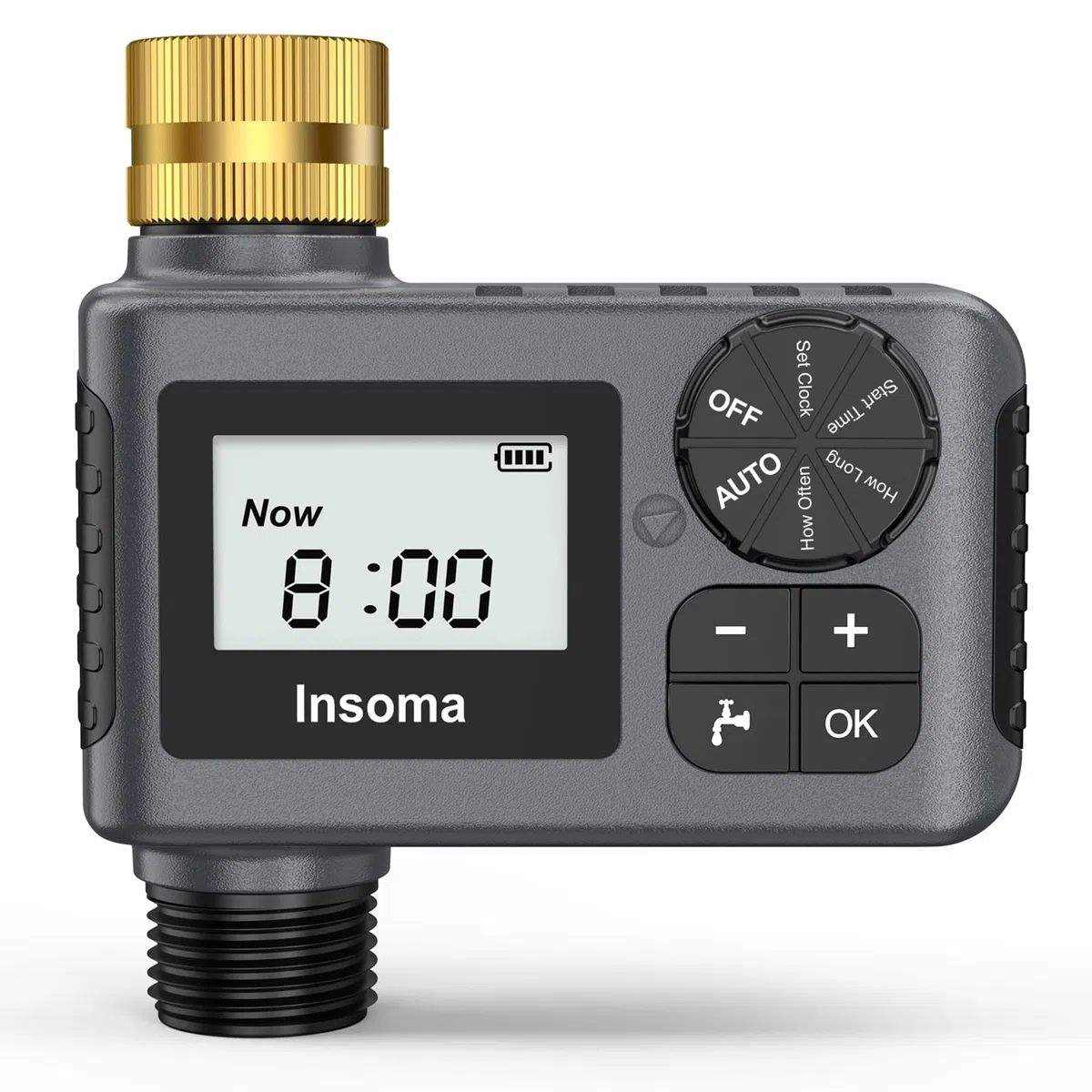 [Verbesserte Version] Sprinkler-Timer mit Messing-Drehgelenk, programmierbare Wasser-Timer für Gartenschlauch im Freien, Schlauch-Timer mit Regenverzögerung/manuell/Auto-Modus, Tropfbewässerung und
