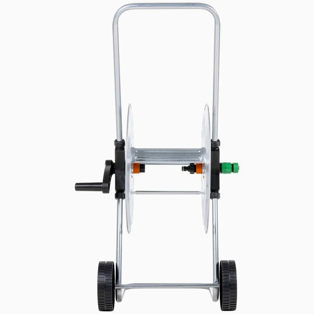 Schlauchwagen für 60 m Gartenschlauch 1/2 Zoll, Schlauchtrommel aus verzinktem Stahl mit Rädern, robuster Gartenschlauchhalter für einfachen Transport, korrosionsbeständig