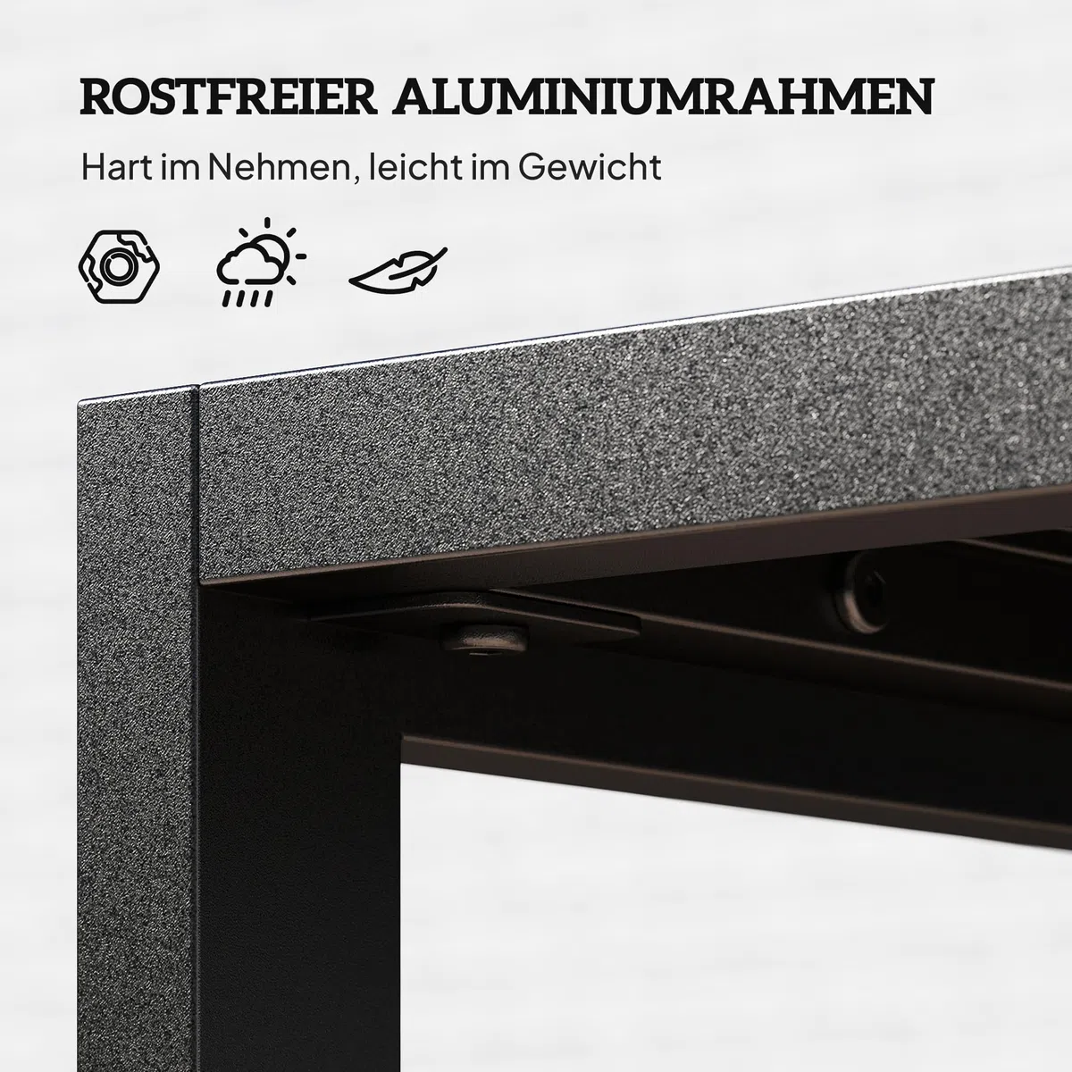 Outsunny Beistelltisch Loungetisch Outdoor 90 x 50 x 42 cm Schwarz | Lamellendesign, Wetterfest, Aluminium, Pflegeleicht, Balkontisch, Kaffeetisch, Gartentisch, Für Balkon Garten Terrasse