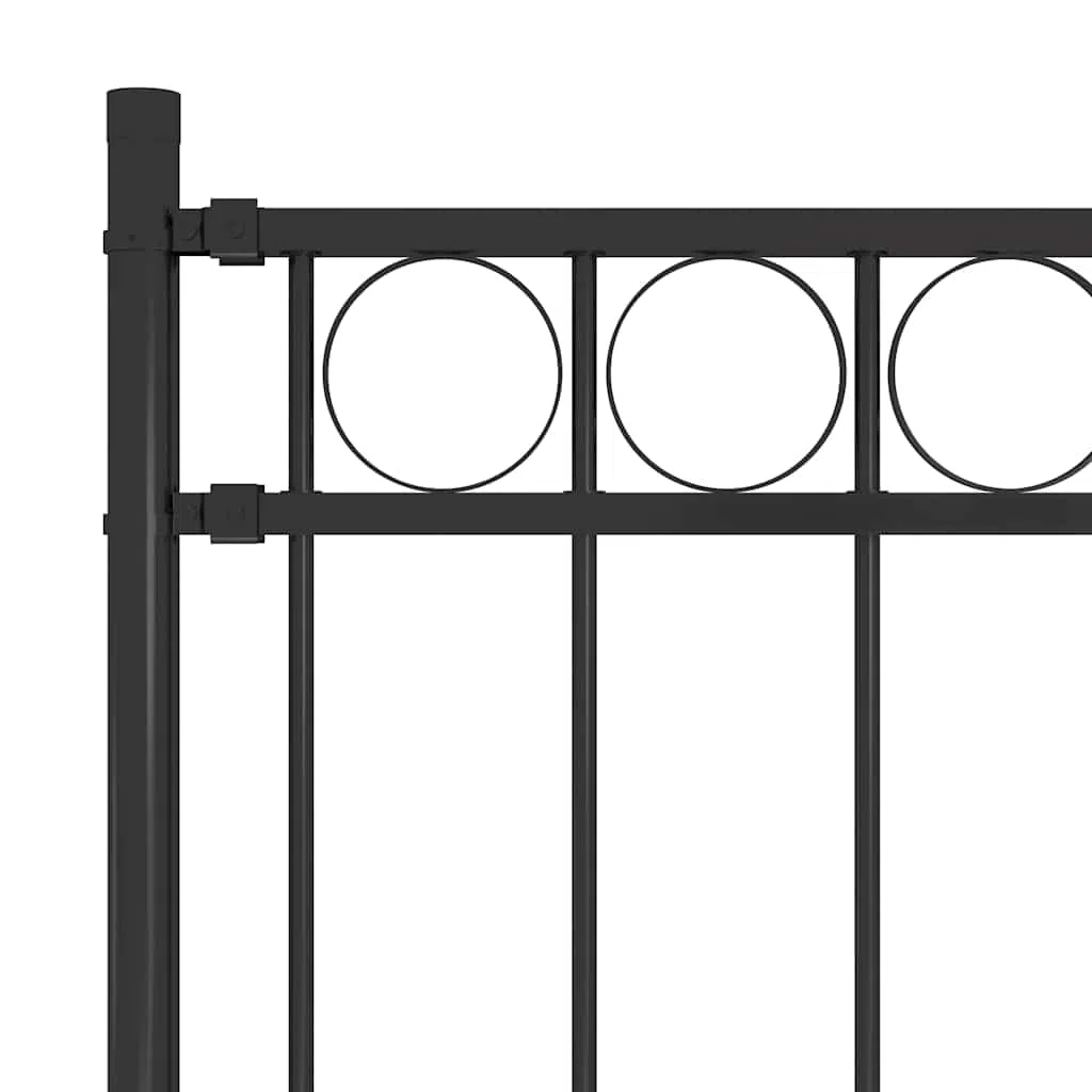 Gartenzaun ASSEN Stahl Zaunfeld 1,7 x 1,5 m Schwarz mit Montagematerial, Sichtschutz und Sicherheit für Terrasse, Balkon, Vorgarten und Außenbereich