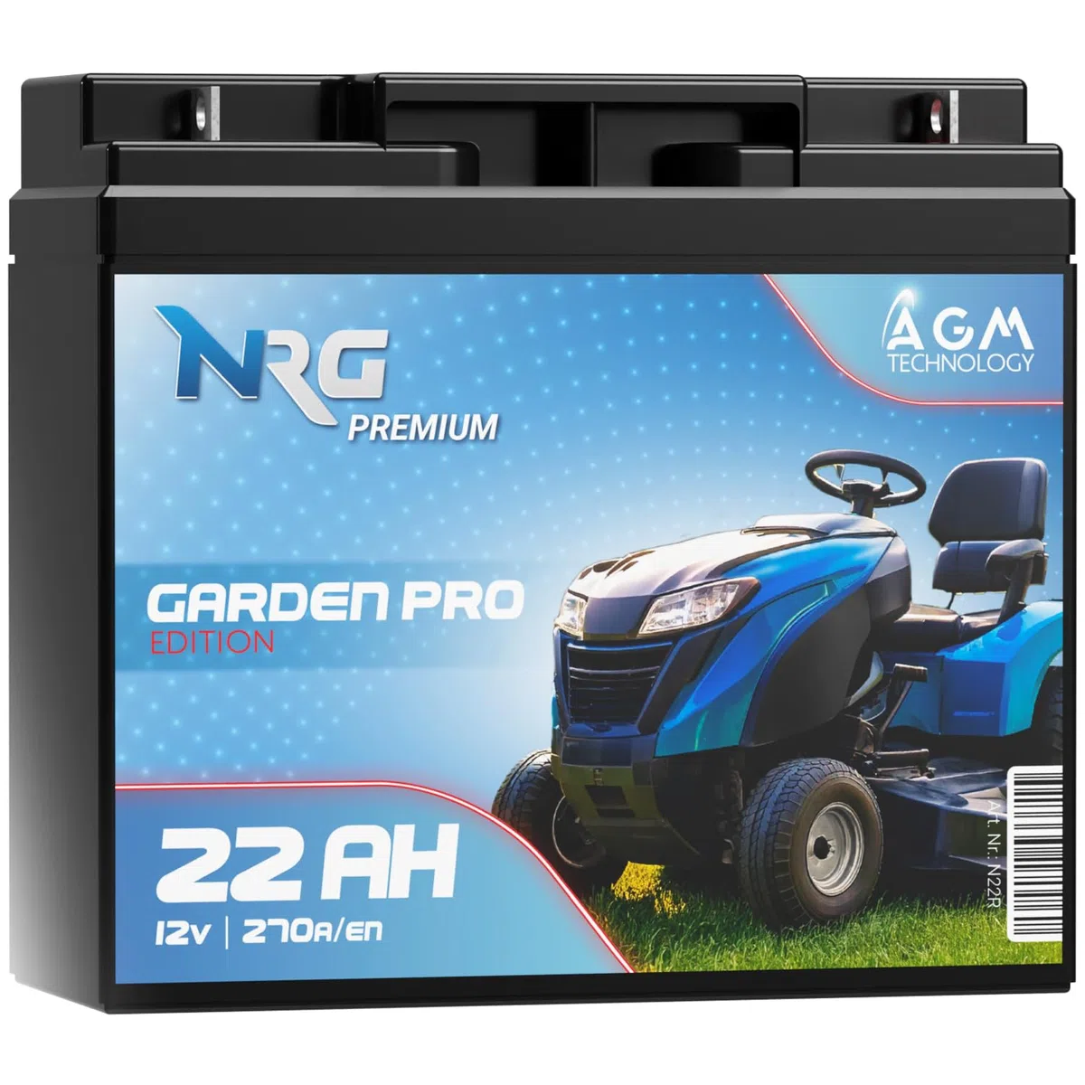 NRG Rasentraktor Batterie 12V 22Ah AGM Akku ersetzt 17Ah 18Ah 19Ah 20Ah