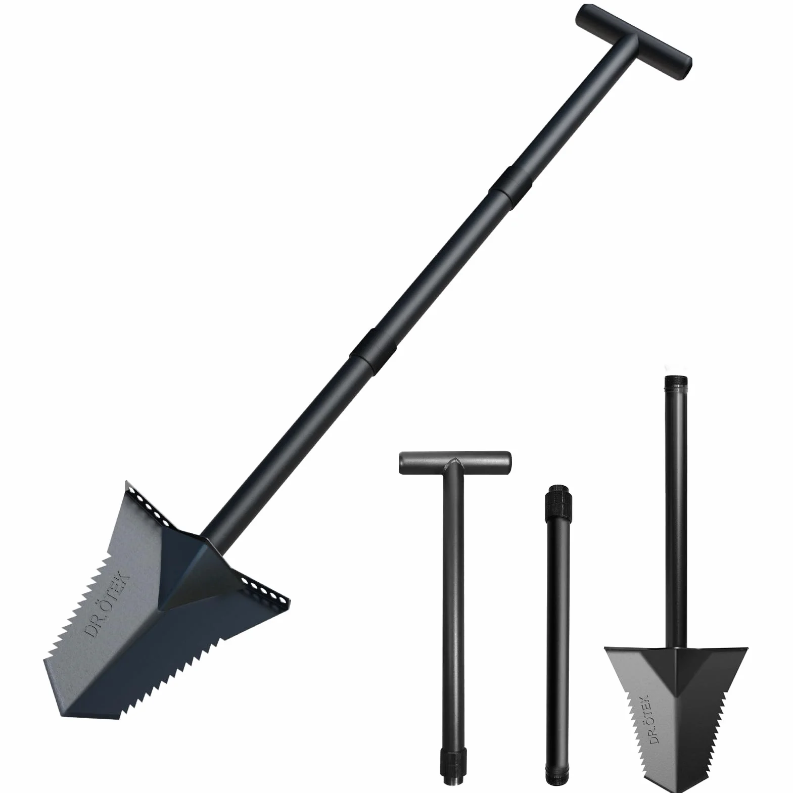 DR.ÖTEK Spaten Schaufel zum Graben, Heavy Duty Garten Schaufel T Handle, Wurzelschneider mit Langen kurzen Griff, Gartengeräte für die Metalldetektion, Transplantation, Camping, 80 & 116 cm
