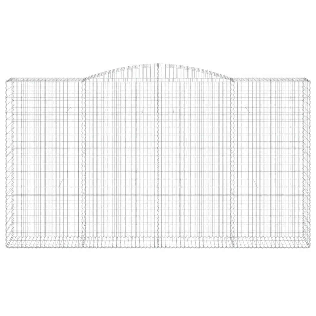 Gabionen mit Hochbogen 2 STK verzinktes Eisen 400x50x220/240 cm Gartendeko, schalldämmende Gartenbarriere, wetterfest für Terrasse Balkon Vorgarten