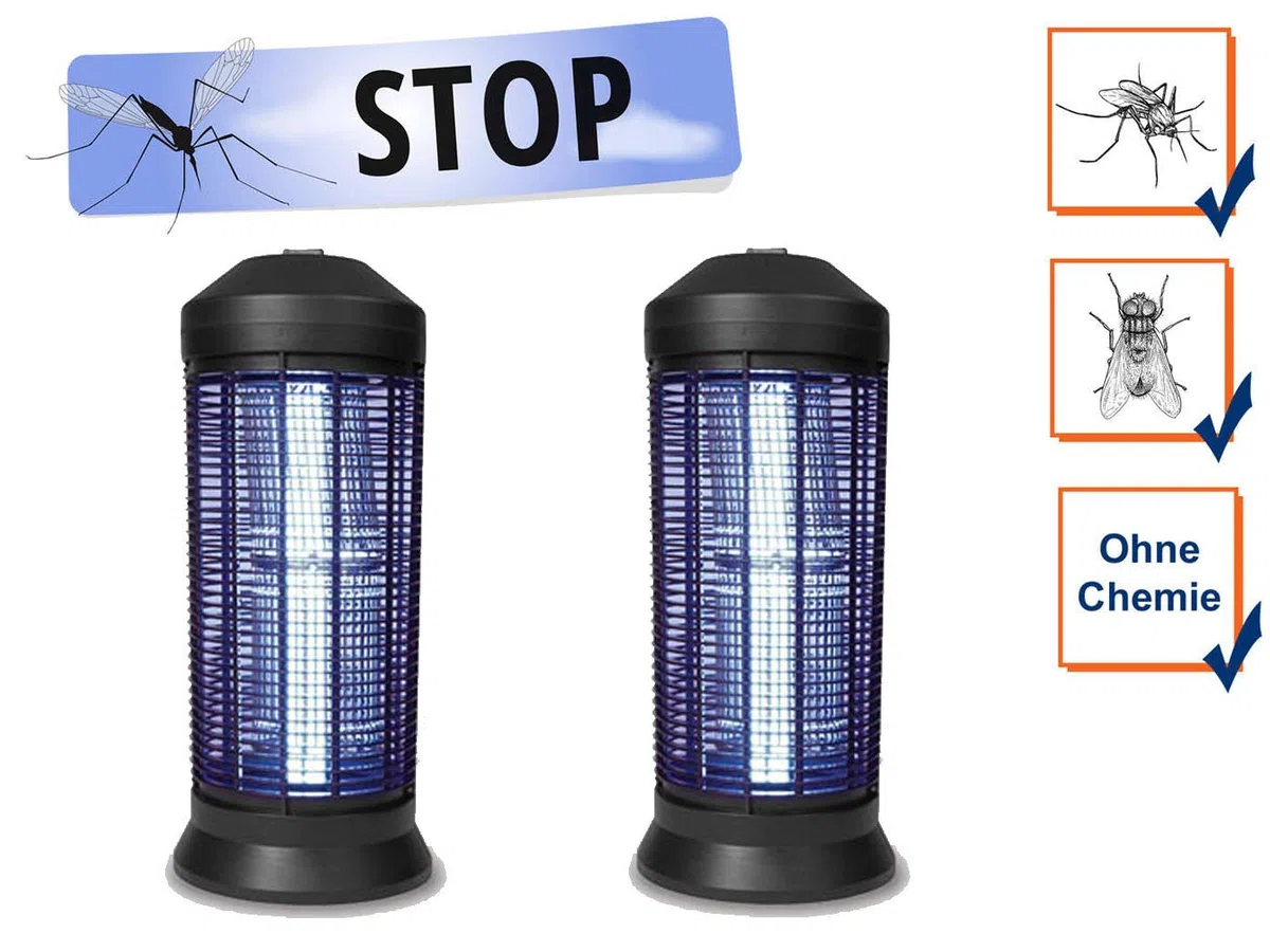 2er Set elektrische Profi Stechmückenfallen Insektenvernichter mit UV Licht, Lampe für Räume bis jeweils 600 m²
