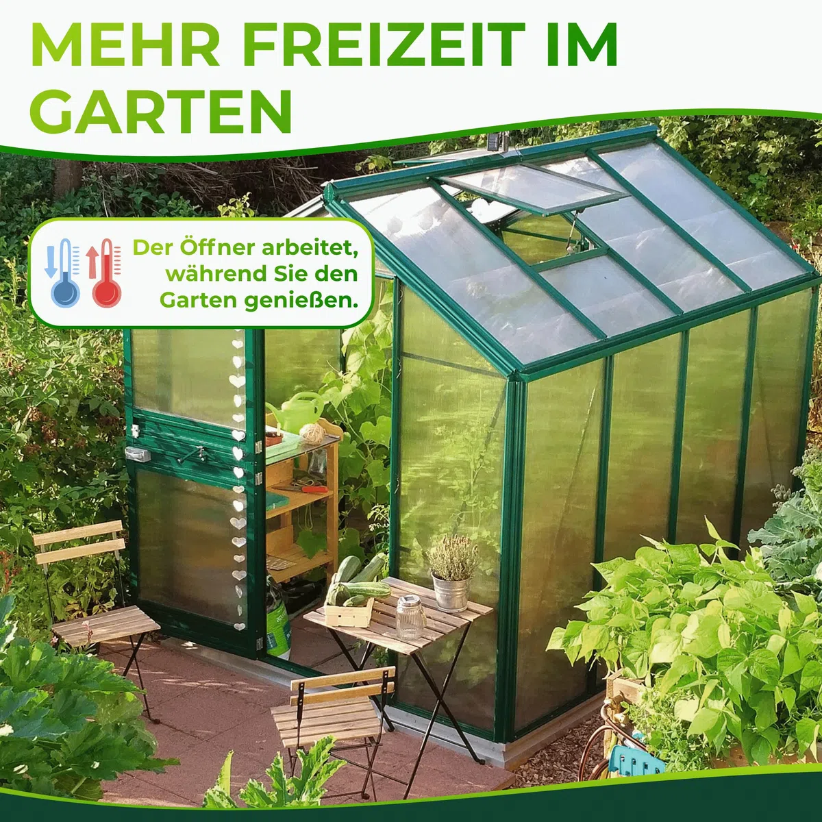 Beckmann automatischer Fensteröffner Gewächshaus ohne Strom Fensterheber ÖFA [7kg Hubkraft] Anthrazit I für Dachfenster I Gewächshaus Zubehör I Gewächshausfensteröffner I Fenster Öffner I automatisch