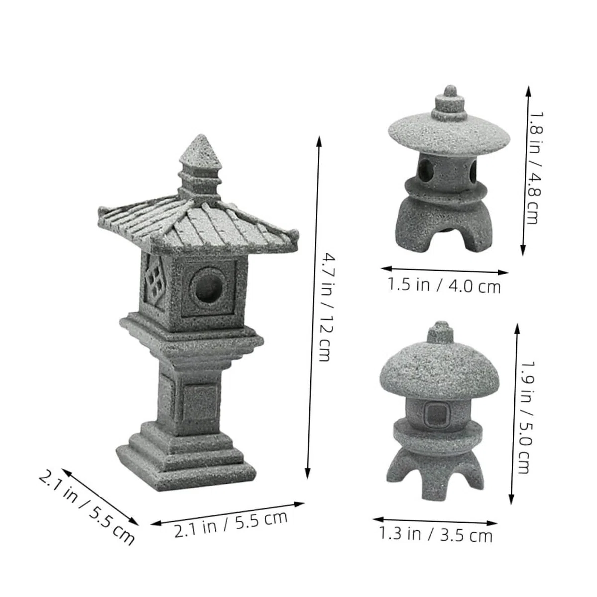 Toyvian 5 Sätze Mini Garten Ornament Teiliges Deko Mit Laterne Für Zen Für Garten Und Innenräume Geschenkidee Für Gartenliebhaber 3 Stück * 5