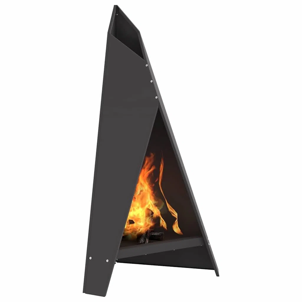 Feuerstelle Schwarz Stahl 58 x 40 x 100 cm rechteckig für Garten Terrasse Outdoor mit großer Kapazität und hitzebeständig für gemütliche Wärme und stilvolle Atmosphäre im Außenbereich