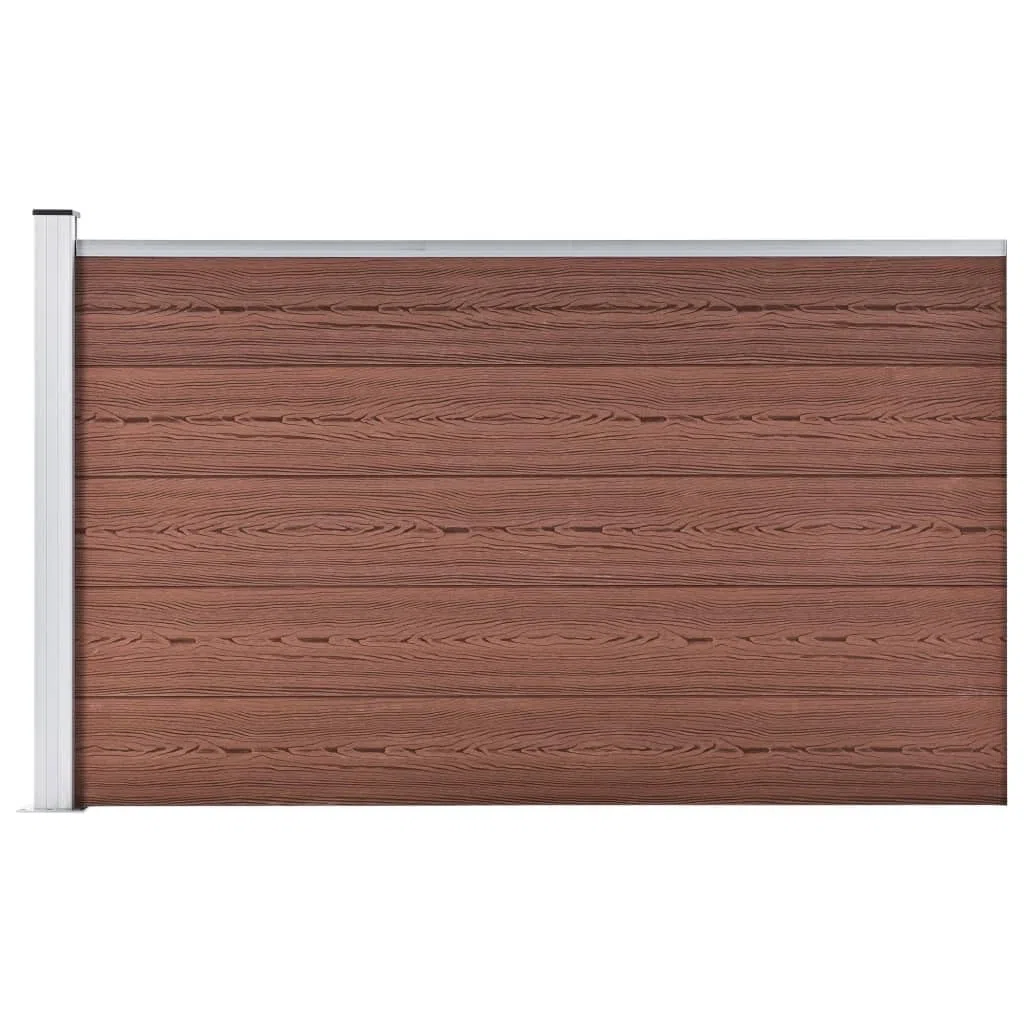 Gartenzaun WPC Zaunelement 175x105 cm Braun Sichtschutz mit Aluminiumpfosten und Stahlfuß wetterfest für Terrasse, Vorgarten und Grundstücksabgrenzung