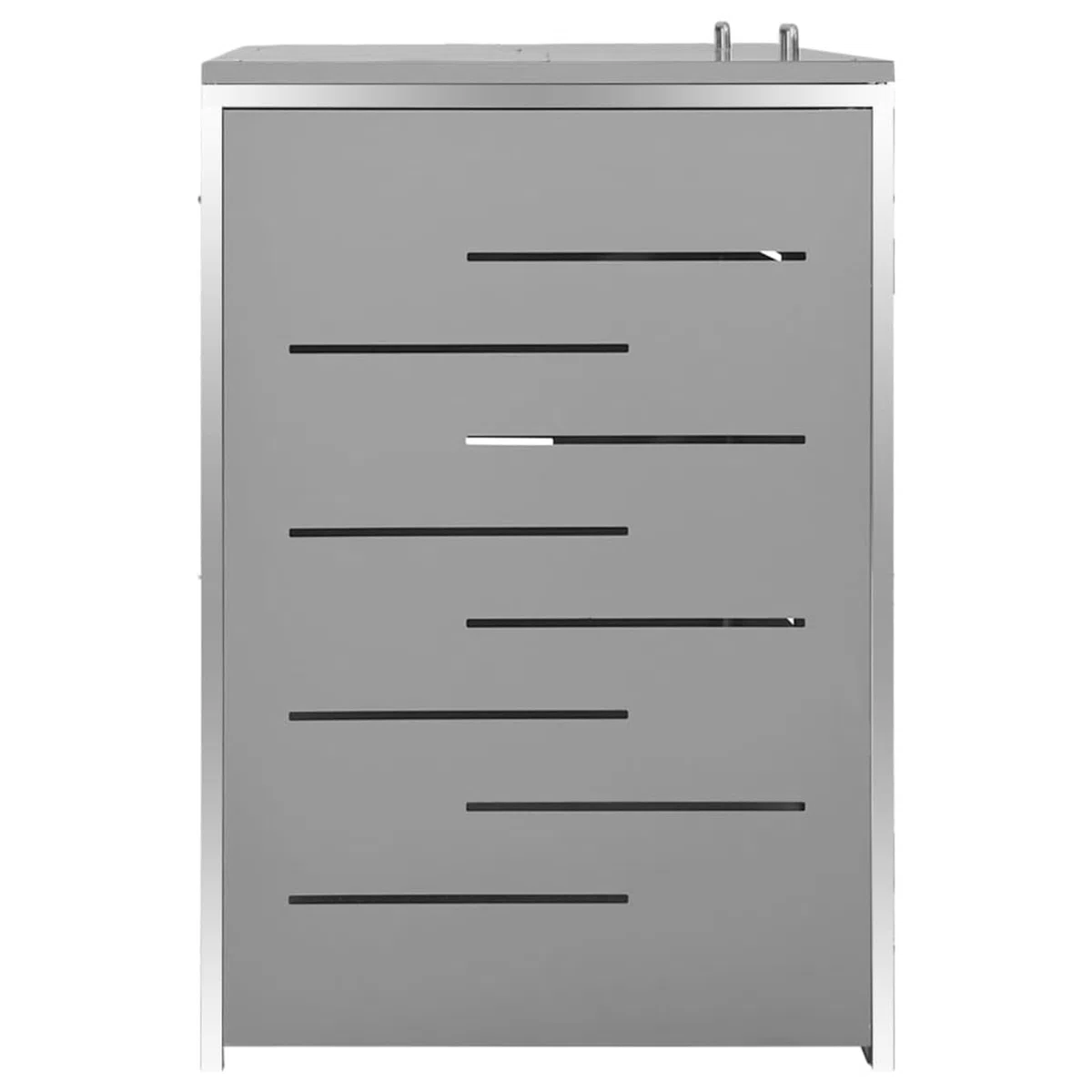 Doppel-Mülltonnenschuppen Edelstahl Outdoor Lagerung Versteck für Garten Grau Mülltonnenbox