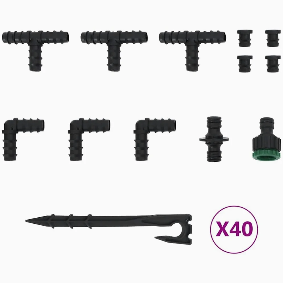 vidaXL Tropfschlauch, Bewässerungsschlauch mit Zubehör für Garten, Gartenschlauch für Bewässerung, Wasserschlauch Schlauch, Schwarz 0,6" 100m Gummi