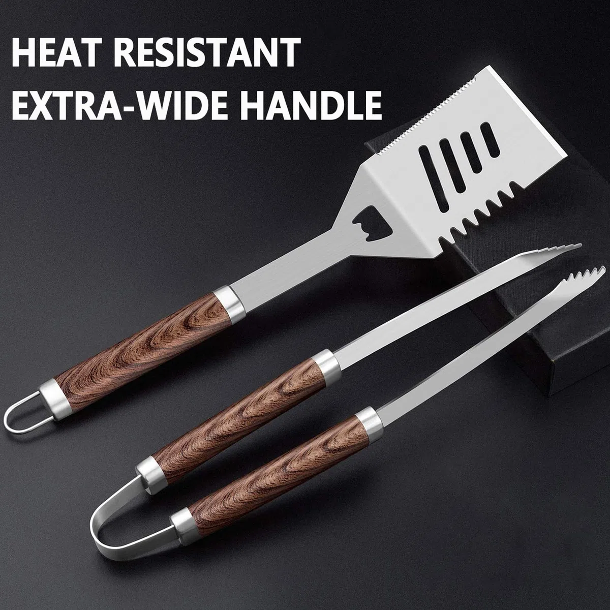 Edelstahl Grillbesteck Set mit BBQ Grillbesteck Koffer Professionelles Grillwerkzeug INKL Grillwender,Grillgabel Grill-Zubehör Tragbares Verschiedene und Komplette Gasgrill BBQ