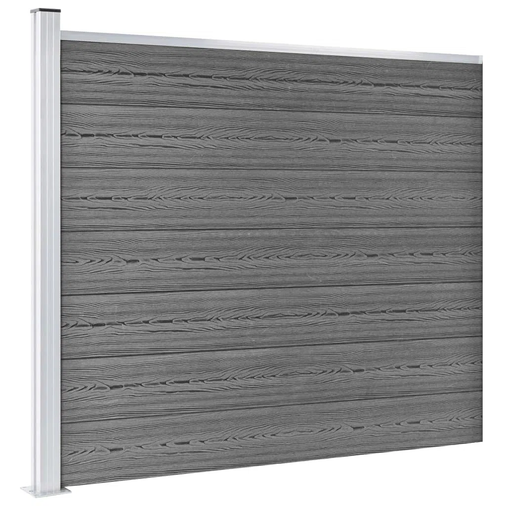 Zaunelement Set WPC 699x146 cm Grau Sichtschutz Gartenzaun mit Aluminiumprofil und Stahlpfosten langlebig wetterfest für Terrasse Vorgarten und Grundstück