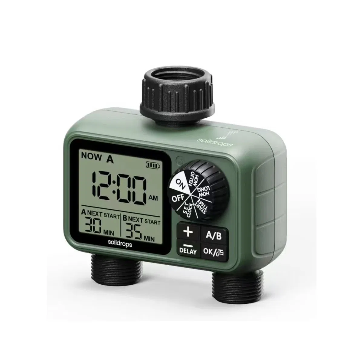 Sprinkler-Timer für Gartenschlauch, programmierbarer 1 oder 2 Auslassregler mit selbstreinigendem Ventil, 15-Tage-Frequenz, großes Zifferblatt, Regenverzögerung & Auto-Off, IPX5