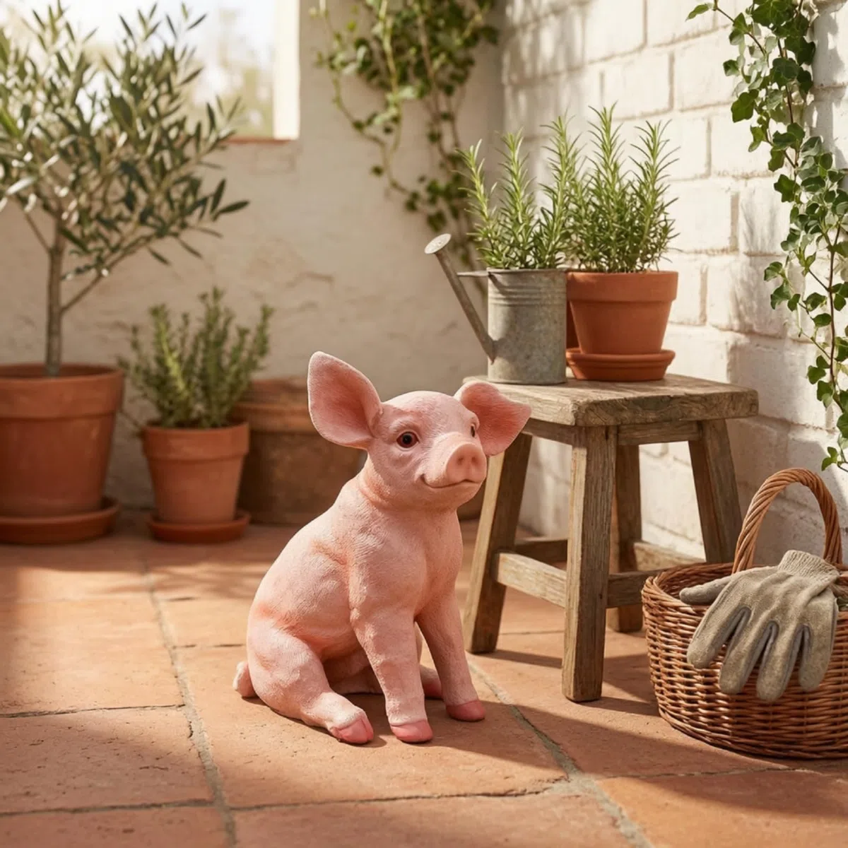 Schweinefigur-Gartenfigur Detailreich Dekoschwein Detailliert Gartenfigur Aus Kunstharz Für Gartenliebhaber, Sammler, Blumenbeet