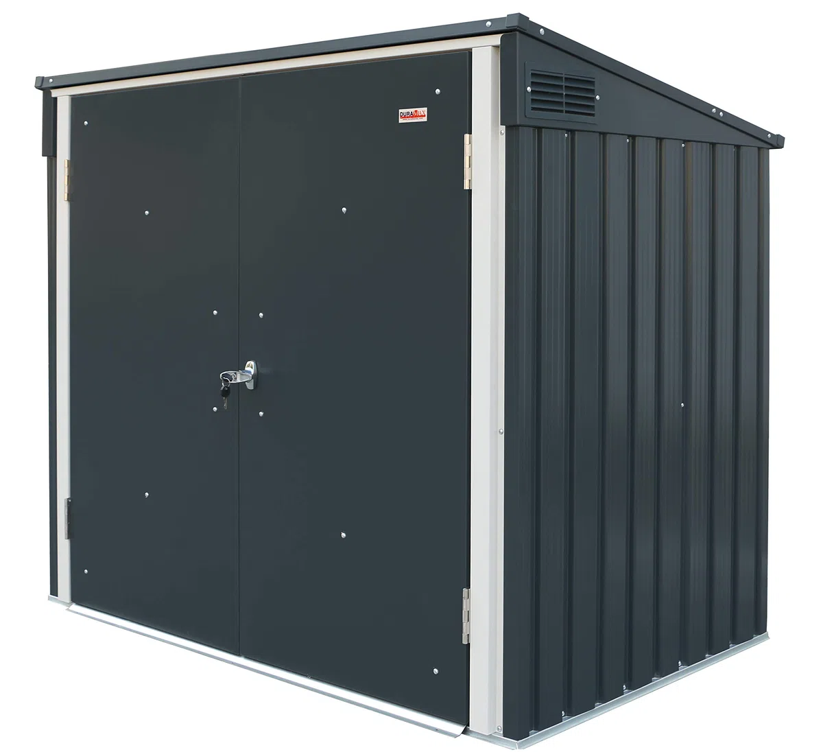 Duramax Mülltonnenbox für 2, Unterstand für 2 Mülltonnen mit Öffnung von oben und abschließbaren Doppeltüren, Lagerunterstand aus Metall, Verstecke für rollende Mülltonnen, Anthrazit