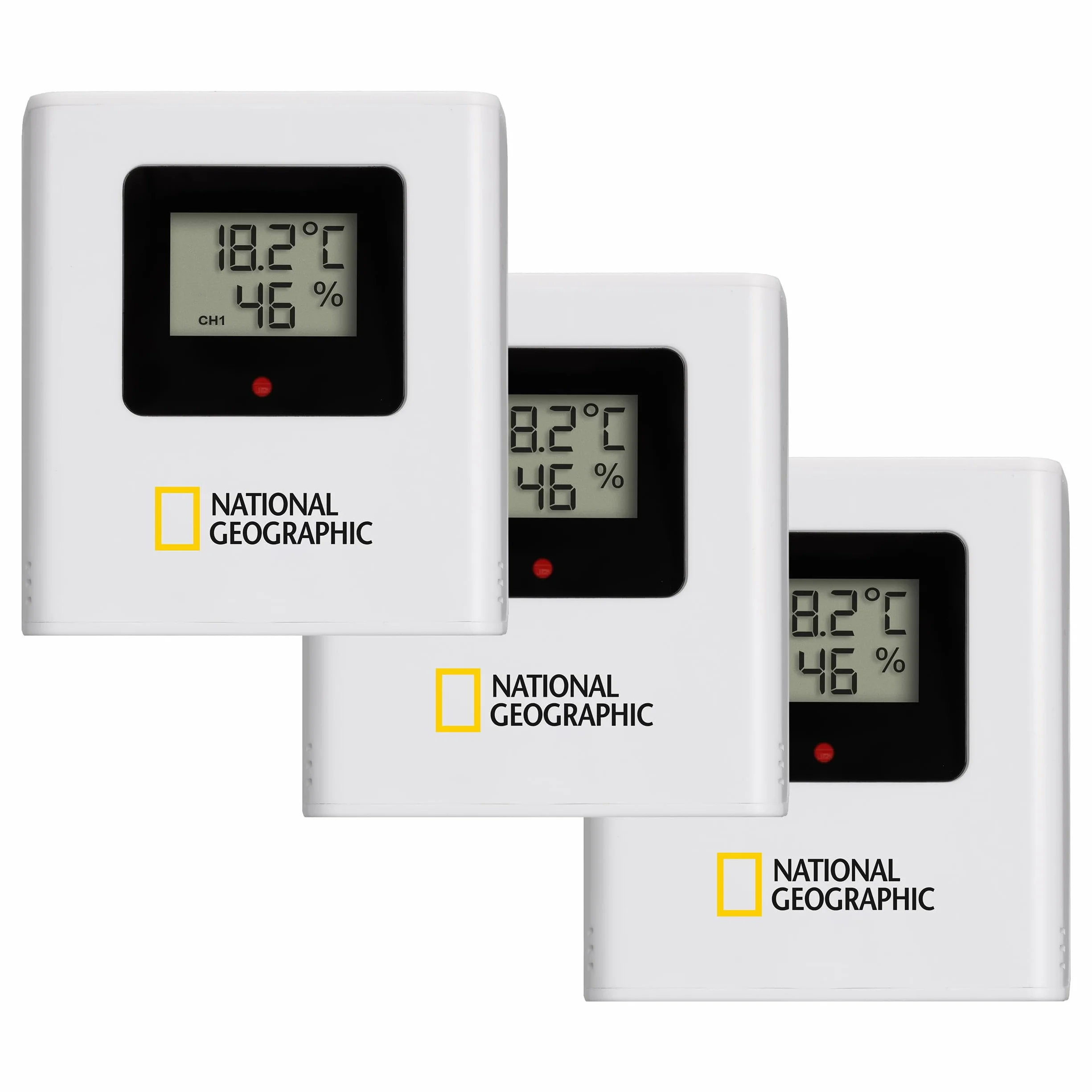 National Geographic 9070710 Wetterstation Funk mit Aussensensor VA Farb-Wetterstation mit 4 Messbereichen für Innen oder Außen, schwarz