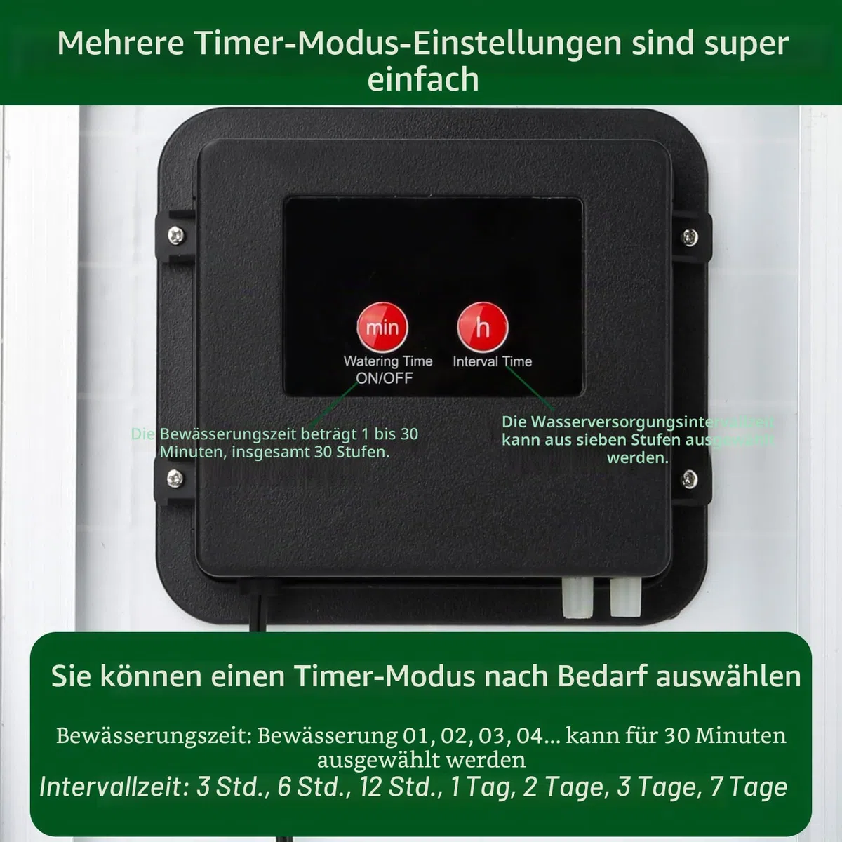 Garten Drip Bewässerung System Solar Powered,5W automatische Solar Drip Bewässerung Kit Bewässerung System, Anti-Siphon Design für Topfpflanzen Gewächshaus,Timing Modes Bewässerung Geräte