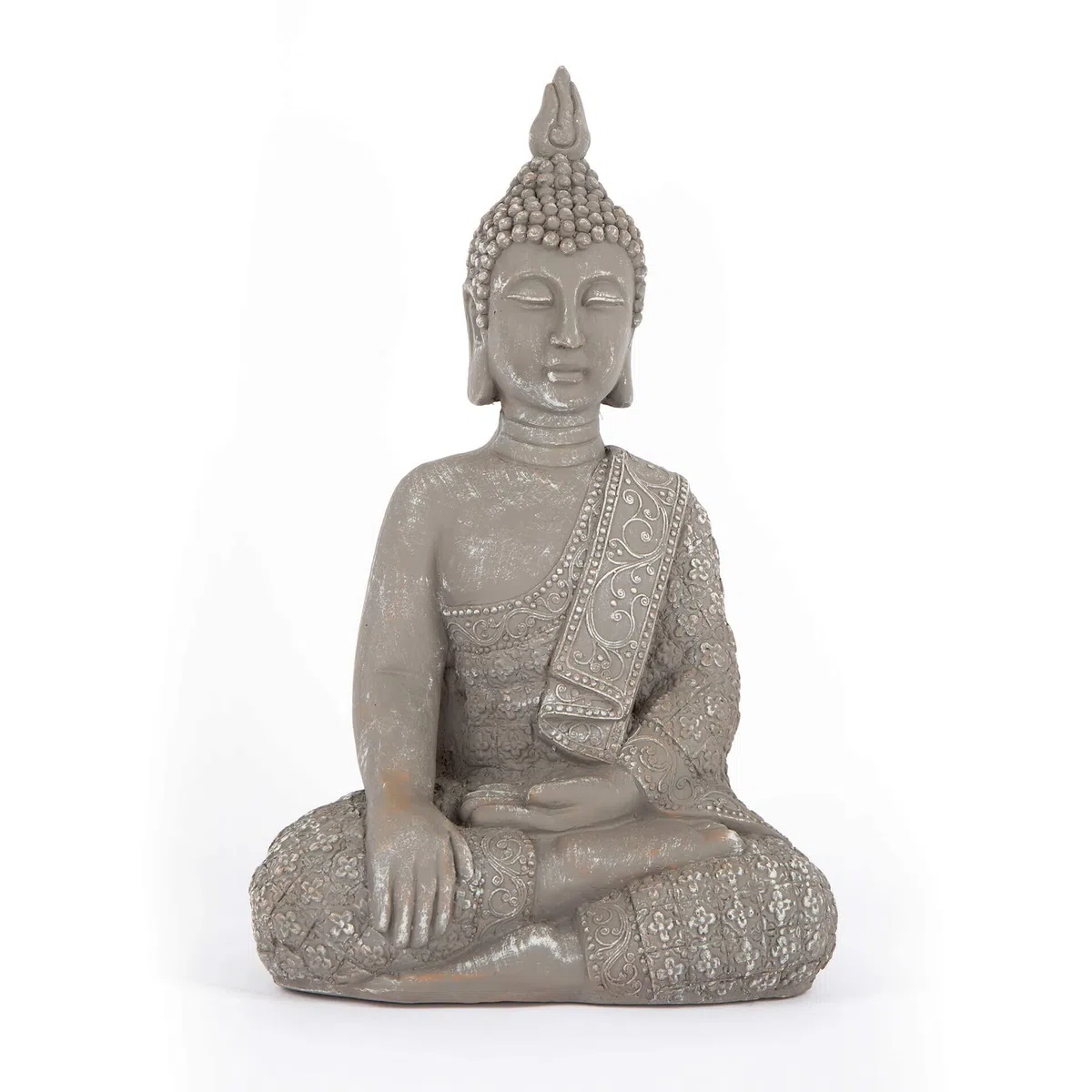 K&L Wall Art Große Buddhastatue Beton Grau Kunststein Buddha Feng Shui Deko Figur Garten Statue (45 cm Höhe, grau)