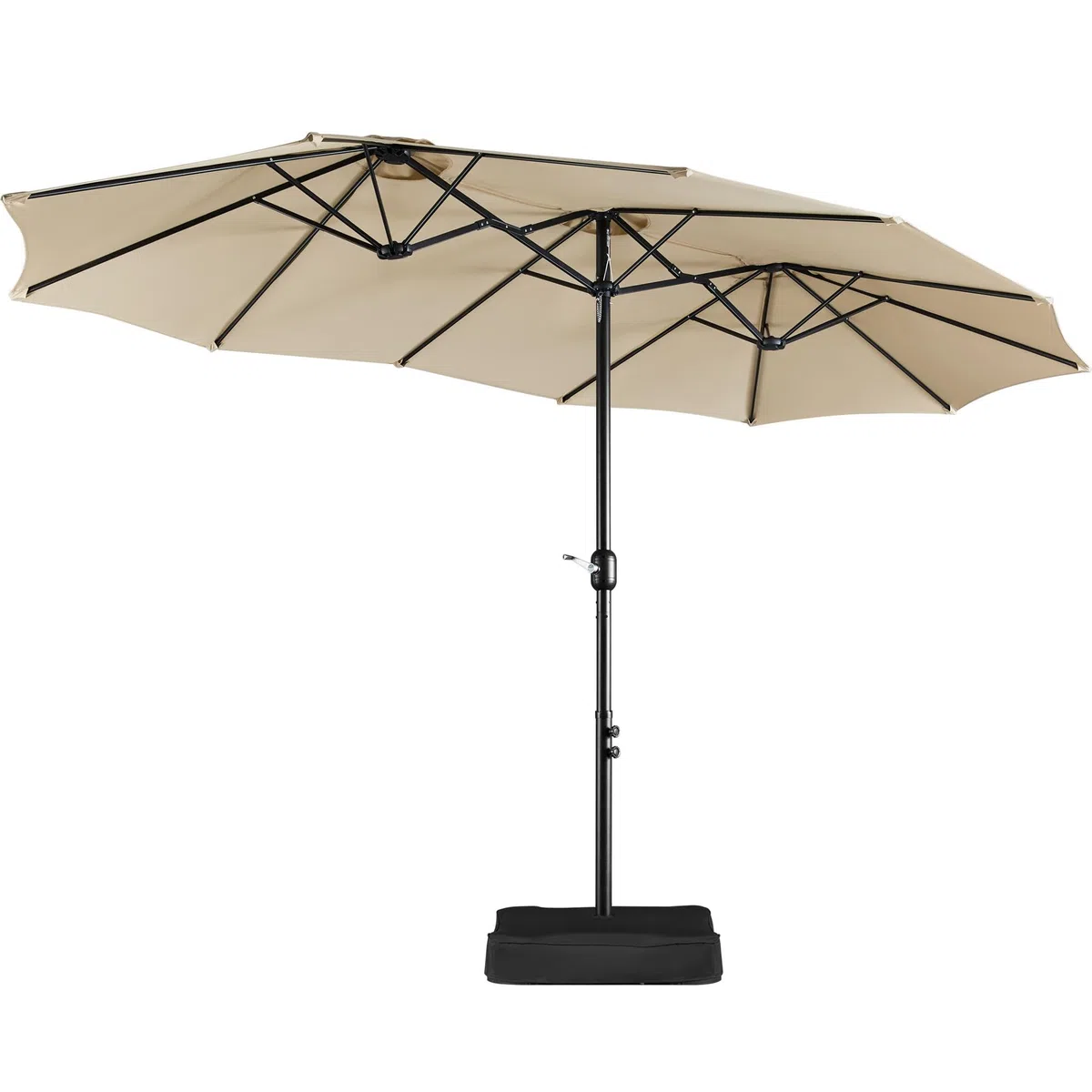 Yaheetech Sonnenschirm mit Ständer Großartiger Terrassenschirm 385 x 240 cm mit Basis für Sonnenschutz für Balkon/Terrasse/Garten Rechteckig Gartenschirm mit UV Schutz 50+, Hellbraun