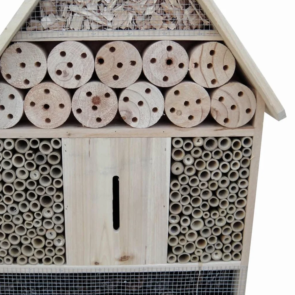 XXL Insektenhotel mit Nisthilfen für Garten, Insektenhotel aus Massivholz, Bienenhotel und Nistkasten für Wildbienen, Florfliegen und Schmetterlinge, 45,5 x 15 x 99 cm