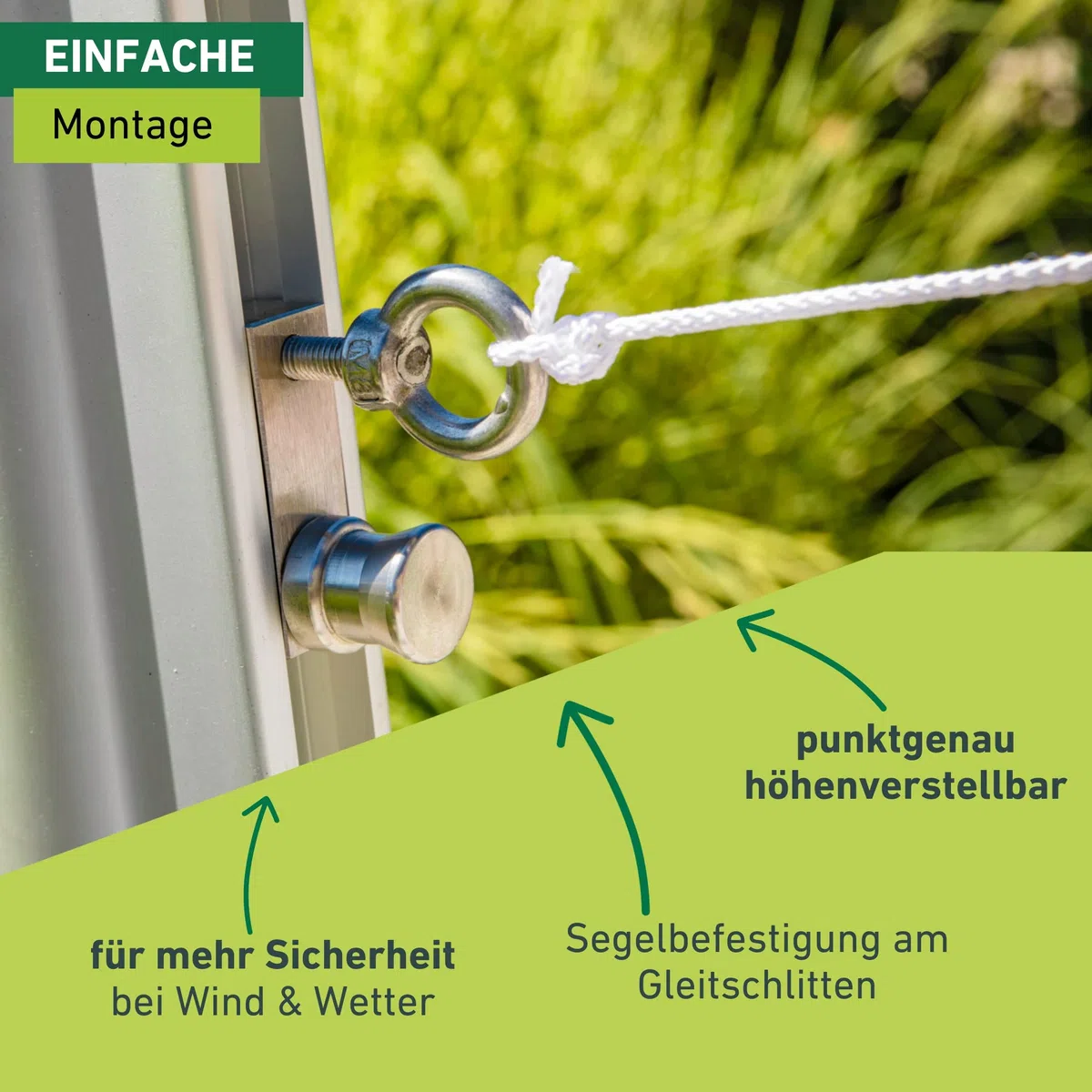 Windhager Mast für Sonnensegel, Masthöhe 242,5 cm, Silber, Aluminium, rostfrei, kleinstufig verstellbar, 10703