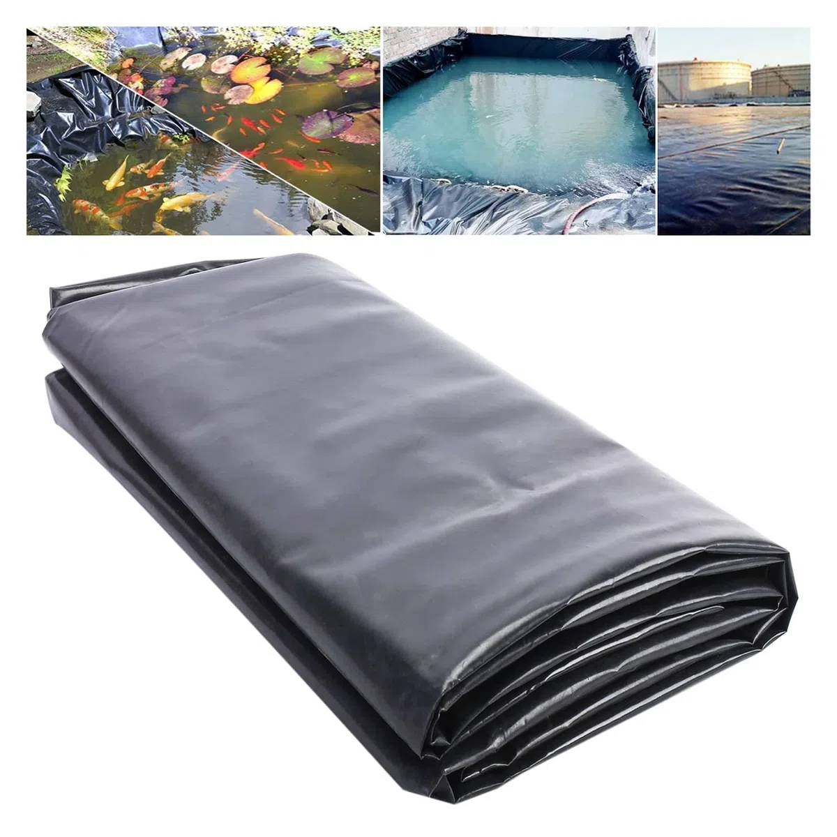 Hochdichte Polyethylen-Teichfolie, 2 mm dick, Fisch- und pflanzenverträglich, flexibel und wasserdicht. Ideal für Fischteiche, Springbrunnen, Wassergärten und Wasserfälle. Schwarz.