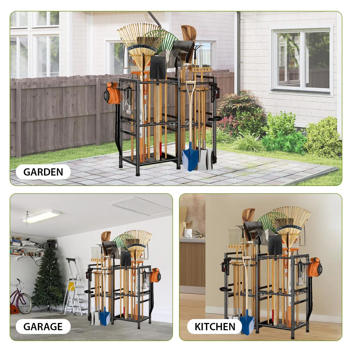Mehrzweck-Gartengeräteaufbewahrungsregal, Gartenwerkzeug Organizer | Garten Werkzeug Turm Gestell für Garage Organisation und Lagerung, Für Klassifizierung Schweren Landwirtschaftlichen Geräten