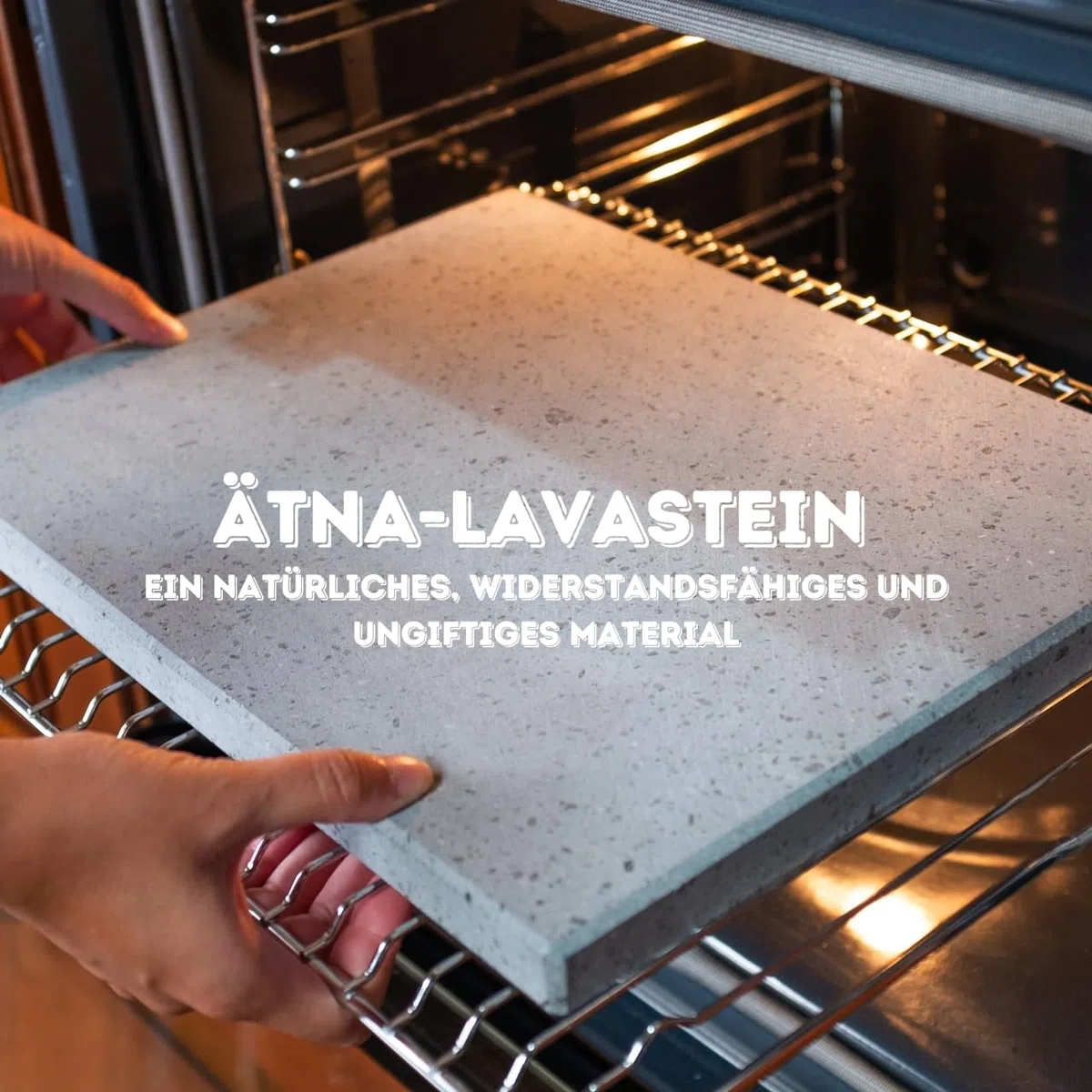 CUORE LAVICO - Ätna Lavastein für Pizza 39x35 x 2 cm | Pizzastein für für backofen und Grillofen für Brot, Pizza und römische Pinsa - Made in Italy - Sicily