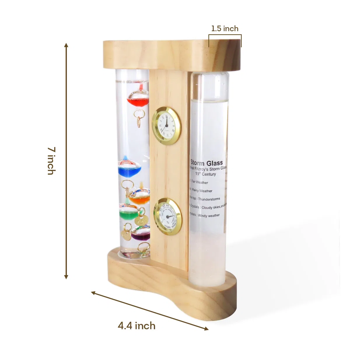 Lily's Home Analog Wetterstation mit Galileo-Thermometer, Präzisions-Quarzuhr & Hygrometer, Fitzroy Sturmglas, Geschenk für Freunde und Familie, Dekoration (17,8 x)