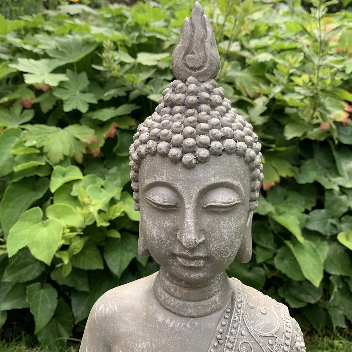 K&L Wall Art Große Buddhastatue Beton Grau Kunststein Buddha Feng Shui Deko Figur Garten Statue (45 cm Höhe, grau)