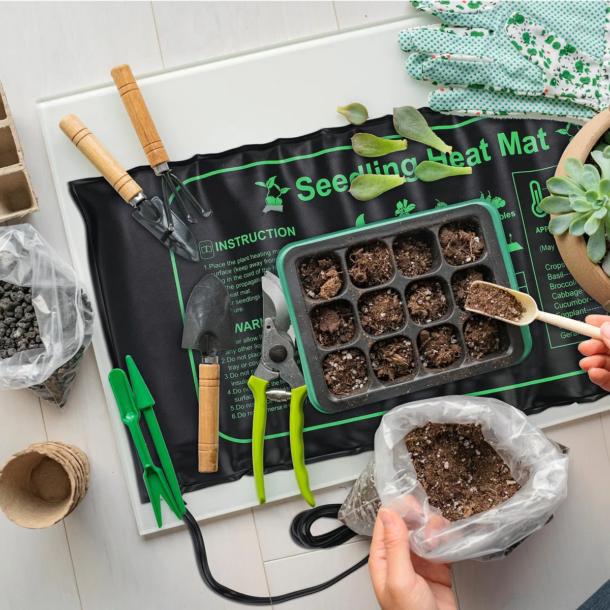 ROCEEI 8 Stück Sämling-Heizmatte, Bulk, 25,4 x 52,7 cm, Heizmatten für Samenstart von Pflanzen, Heizmatte, Wachstumsmatten, wasserdicht, Hydrokultur-Heizkissen, warme Samen für