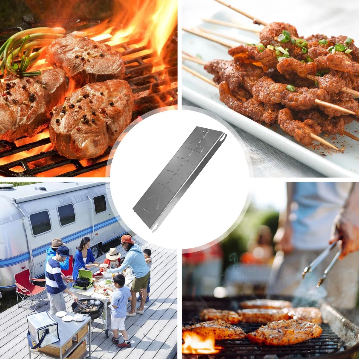 Flammlachsregal | Edelstahl-Zedernholzplatte für Grill, 180 Grad wendbare Fischplanken, Grillen, Kochgeschirr für Hinterhof, Küche, Kochen, Grillen, Camping, Outdoor-Party