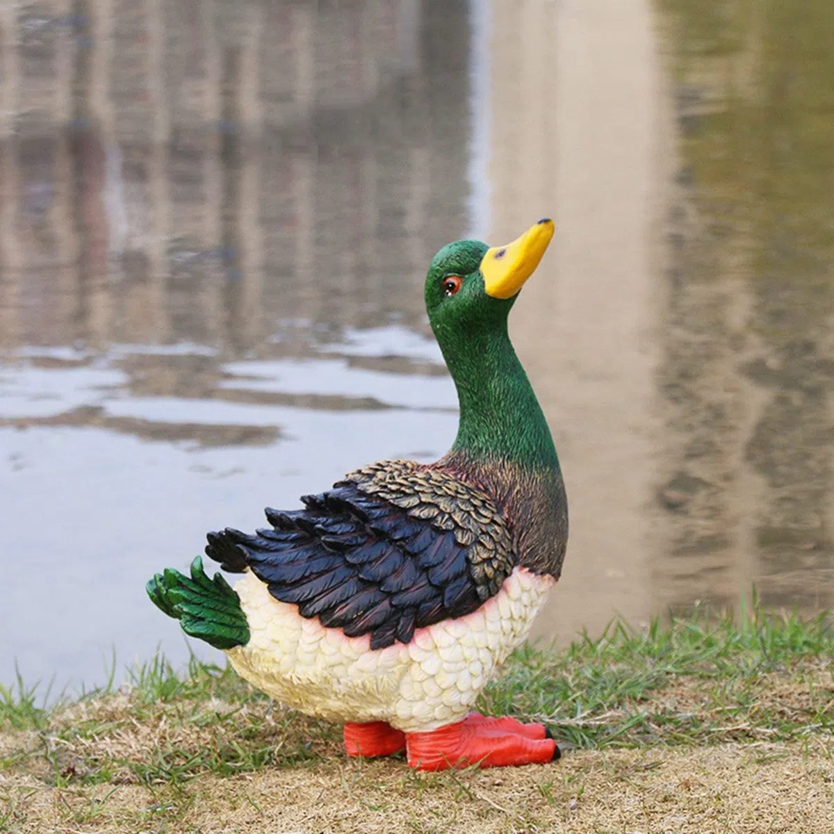 LTL Garten Figur Wilde Ente Harz Handwerk Sammler Tierfiguren Deko für Draußen Garten Miniaturen Skulpturen & Statuen Schmuckstück,Grün